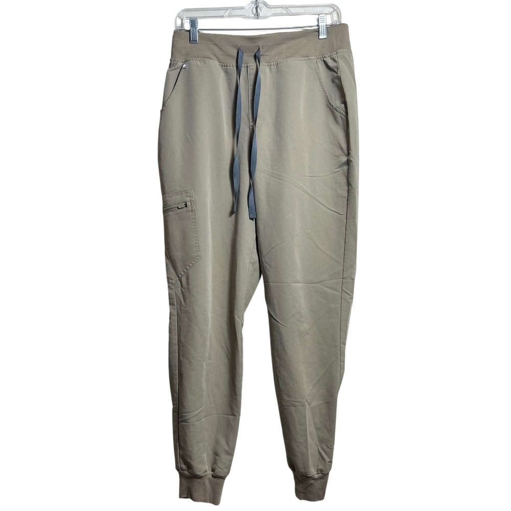 FIGS HW Zamora Jogger Scrub Pants Khaki Tan High Waist Cargo Women Medium